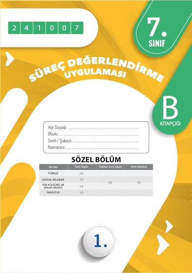 Omage 7. Sınıf Süreç Değerlendirme Ekim B Söz Kod 241007